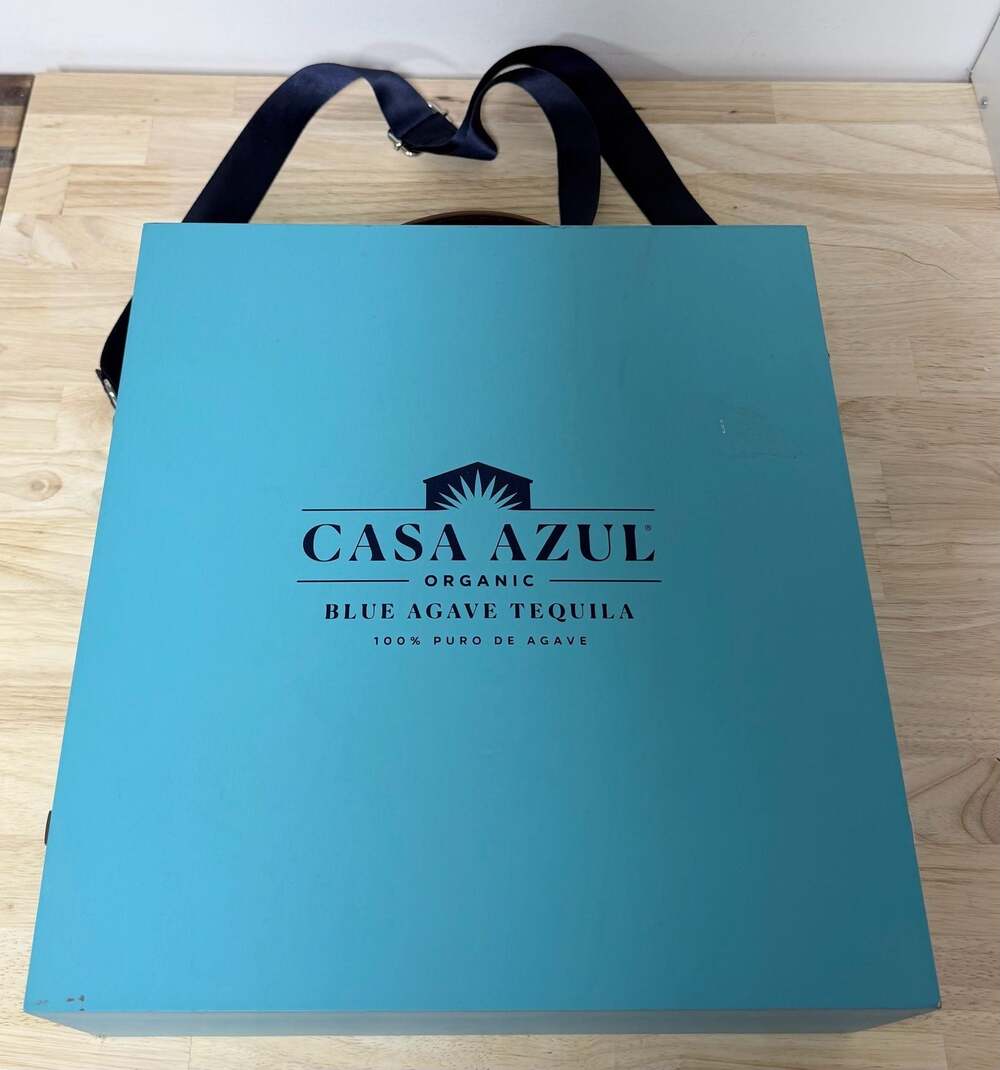 Casa Azul Organic Tequila Triple Bottle Wooden Presentation Carrying Case